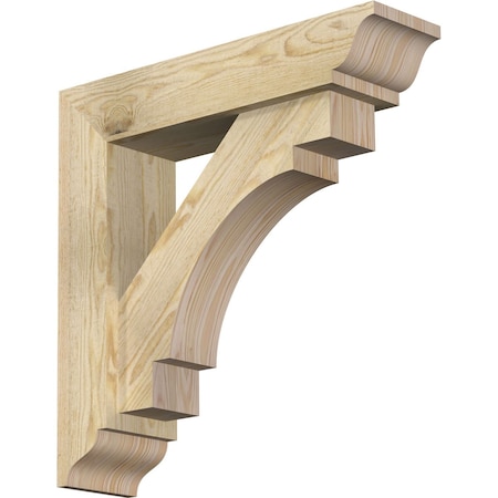 Ekena Millwork Merced Traditional Rough Sawn Bracket w/ Offset Brace, Douglas Fir, 6"W x 24"D x 24"H BKT0604X24X24MRC01RDF